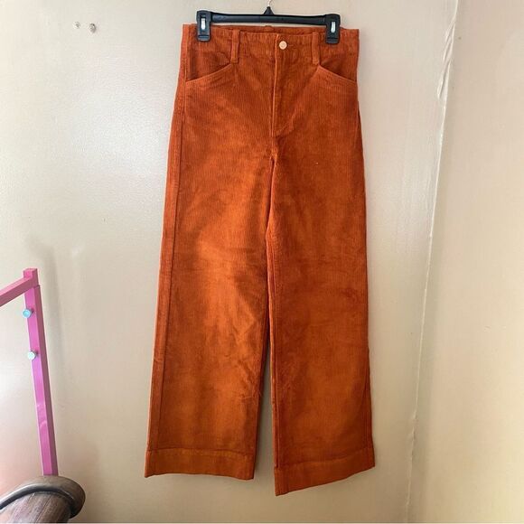 Favorite Daughter Terracotta Corduroy Pants Mischa High Waist Wide Leg NWT 28 - Picture 10 of 10